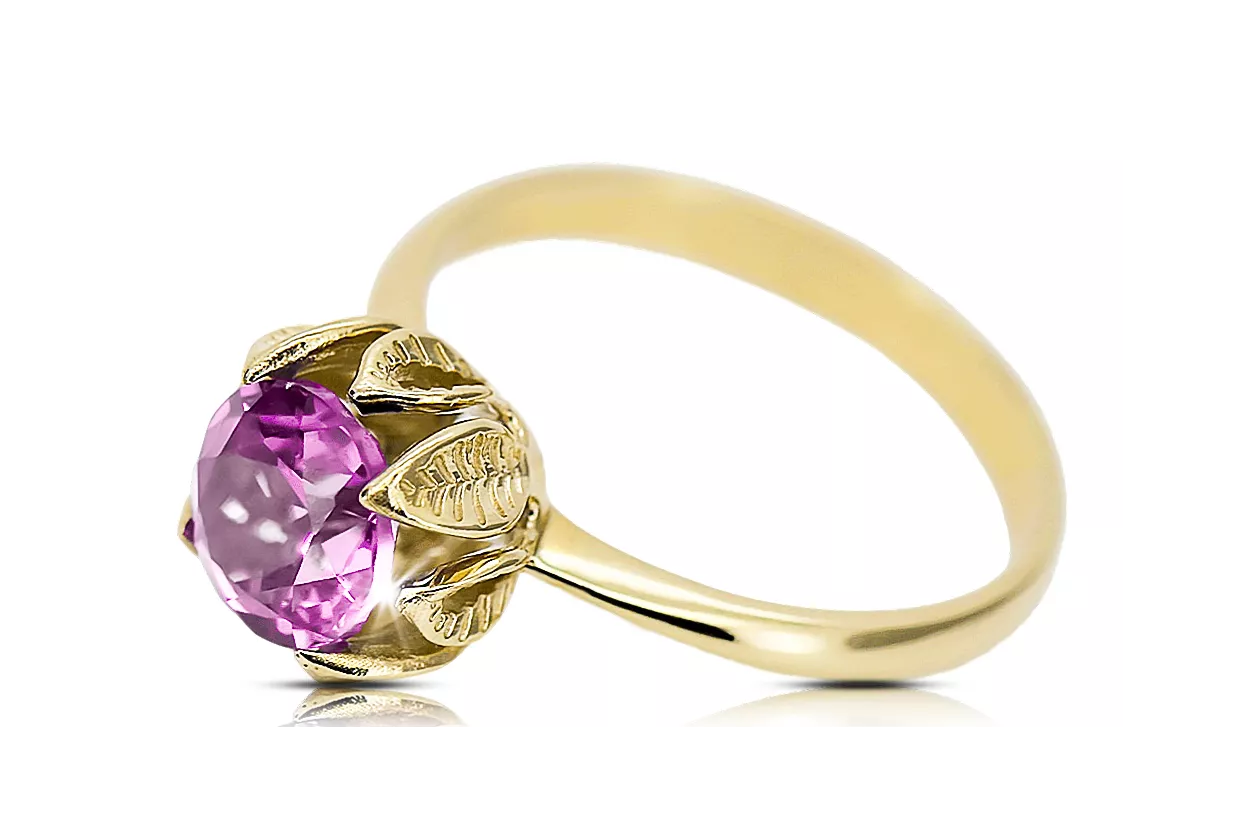 Amethyst 14k κίτρινο χρυσό Ring Vintage style vrc051y-am Art Deco