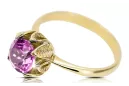 Пръстен Винтидж Amethyst 14K жълто злато vrc051y-am Art Deco Съветски руски стил СССР