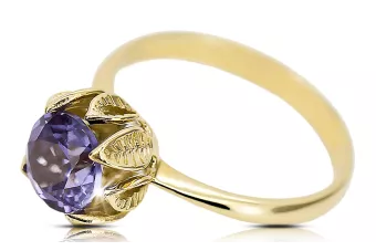 Or jaune 14 carats Alexandrite Anneau Bijoux vintage vrc051y-ax Art Deco Style URSS soviétique russe