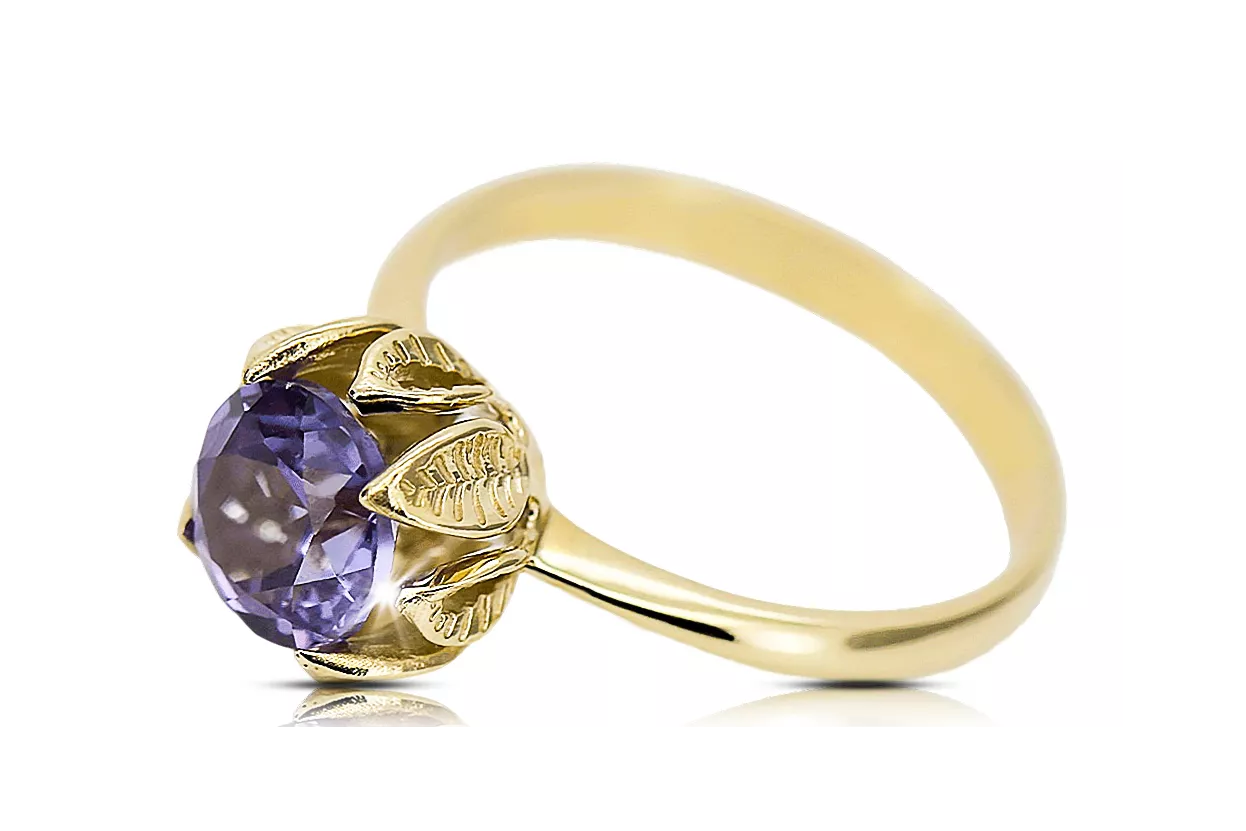 Or jaune 14 carats Alexandrite Anneau Bijoux vintage vrc051y-ax Art Deco Style URSS soviétique russe