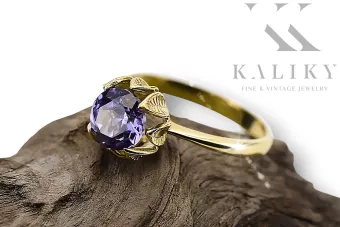 Or jaune 14 carats Alexandrite Anneau Bijoux vintage vrc051y-ax Art Deco Style URSS soviétique russe