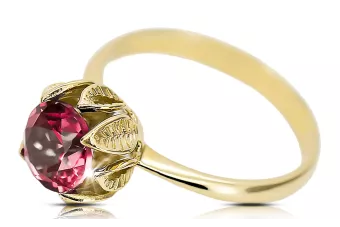 Yellow 14k gold Ruby ring vrc051y-rb Vintage Art Deco USSR jewelry, Russian style