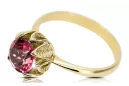 Ruby Aur galben 14K Inel Vintage Craft vrc051y-rb Art Deco Stil rusesc URSS sovietic