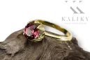 Anillo Ruby Oro amarillo de 14 quilates Estilo vintage vrc051y-rb Art Deco Estilo ruso URSS soviético