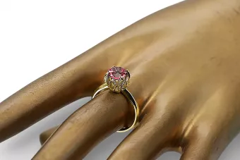 Or jaune 14 carats Ruby Anneau Style vintage vrc051y-rb Art Deco Style russe URSS soviétique