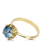 14k žluté zlato Aquamarine Ring Vintage vrc051y-aq Art Deco
