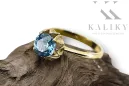 Aquamarine 14K жълто злато Пръстен Винтидж крафт vrc051y-aq Art Deco Руски съветски винтидж стил бижута от СССР