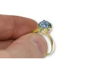 Pierścionek z żółtego 14k złota z Akwamarynem vrc051y-aq Styl Vintage Art Deco Sowiecka biżuteria, styl rosyjski