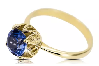 Or jaune 14 carats Sapphire Anneau Bijoux vintage vrc051y-sp Art Deco Style Art Déco soviétique
