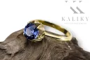 Sapphire 14K жълто злато Пръстен Винтидж vrc051y-sp Art Deco Съветски винтидж стил бижута Ар-деко