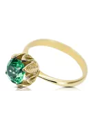 Vintage Ring Emerald 14 Karat Gelbgold vrc051y-em Art Deco Russischer Art-Déco-Schmuck, UdSSR-Stil