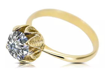 Zircon Or jaune 14 carats Anneau Style vintage vrc051y-zi Art Deco Style russe soviétique URSS