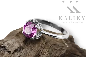 Žiedas Vintage Amethyst 925 sidabras vrc051s-am Art Deco SSRS sovietinis rusiškas stilius