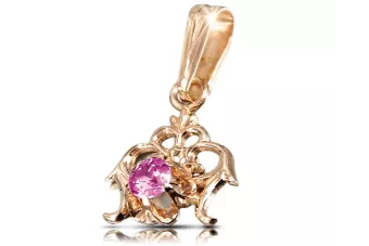 Rose Rosa 14k Gold Amethyst Anhänger VPC019R Russian Sowjetischer UdSSR-Weinlese-Art
