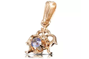 Zawieszka z różowego 14k złota z Aleksandrytem vpc004r-ax Vintage Biżuteria Art Deco Rosyjska biżuteria w stylu ZSRR