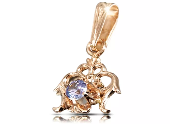 Zawieszka z różowego 14k złota z Aleksandrytem vpc004r-ax Vintage Biżuteria Art Deco Rosyjska biżuteria w stylu ZSRR