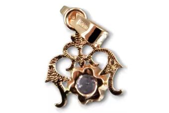 Vintažinis stilius Pakabukas Alexandrite 14 karatų raudonas rožinis auksas vpc004r-ax Art Deco Rusiški vintažo papuošalai, SSRS 