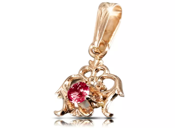 χρυσό ροζ Ruby Pendant Vintage craft vpc004r-rb Art Deco