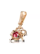 14K rose red gold Ruby pendant vpc004r-rb Vintage style Art Deco USSR jewelry, Russian style
