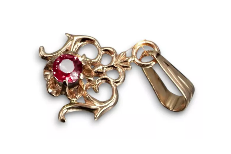 χρυσό ροζ Ruby Pendant Vintage craft vpc004r-rb Art Deco