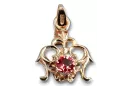 Vintage Pendentif Ruby Or rose rouge 14 carats vpc004r-rb Art Deco Bijoux de l’URSS, style russe