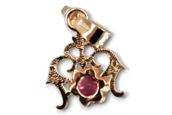 Vintage Pendentif Ruby Or rose rouge 14 carats vpc004r-rb Art Deco Bijoux de l’URSS, style russe