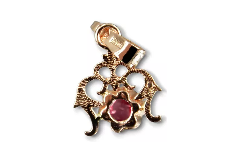 χρυσό ροζ Ruby Pendant Vintage craft vpc004r-rb Art Deco