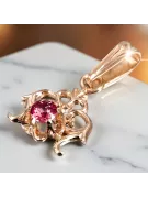 Zawieszka z różowego 14k złota z Rubinem vpc004r-rb Vintage Art Deco Biżuteria z epoki ZSRR, styl rosyjski