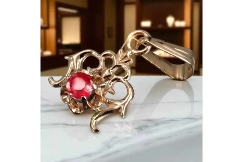 Vintage Jewlery Pendant Ruby čtrnáctinová růžová zlata vpc004r-rb Art Deco