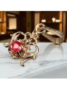 Colgante Ruby Oro rojo rosa de 14 quilates Artesanía vintage vpc004r-rb Art Deco Joyería de la URSS, estilo ruso
