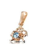 Висулка Винтидж стил Aquamarine 14K розово червено злато vpc004r-aq Art Deco Руски съветски стил СССР
