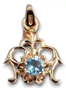 قلادة Aquamarine 14 كارت من الذهب الأحمر الوردي أسلوب فينتاج vpc004r-aq Art Deco أسلوب روسي سوفيتي اتحاد الجمهوريات السوفيتية