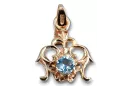 Artisanat vintage Pendentif Aquamarine Or rose rouge 14 carats vpc004r-aq Art Deco Style russe soviétique URSS