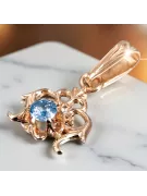 Aquamarine Oro rojo rosa de 14 quilates Colgante Artesanía vintage vpc004r-aq Art Deco Estilo ruso soviético URSS