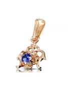 مجوهرات فينتاج قلادة Sapphire 14 كارت من الذهب الأحمر الوردي vpc004r-sp Art Deco أسلوب سوفيتي روسي اتحاد الجمهوريات السوفيتية