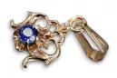 Pandantiv Sapphire 14K a crescut aur roșu Vintage bijuterii vpc004r-sp Art Deco Stil sovietic rusesc URSS