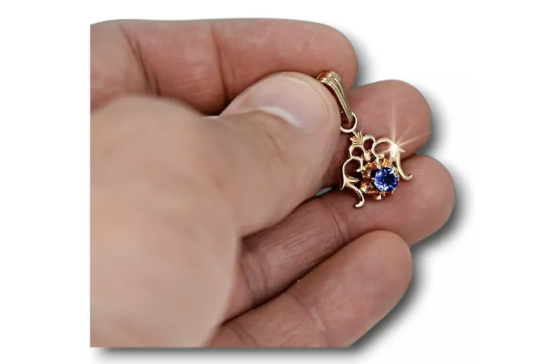 Pendant Vintage craft Sapphire čtrnáctinová růžová zlata vpc004r-sp Art Deco