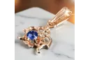 Висулка Винтидж Sapphire 14K розово червено злато vpc004r-sp Art Deco Съветски руски стил СССР