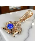 14K rose red gold Sapphire pendant vpc004r-sp Vintage style Art Deco jewelry, Soviet USSR style