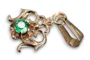 Zawieszka z różowego 14k złota z Szmaragdem vpc004r-em Klasyczny Vintage Art Deco Styl biżuterii rosyjskiej,