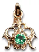 Висулка Emerald 14K розово червено злато Винтидж крафт vpc004r-em Art Deco СССР съветски руски стил