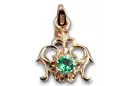 čtrnásťkaraté ružové zlato Emerald Pendant Vintage style vpc004r-em Art Deco