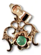 Zawieszka z różowego 14k złota z Szmaragdem vpc004r-em Klasyczny Vintage Art Deco Styl biżuterii rosyjskiej,
