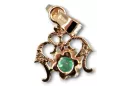 Pendentif Emerald Or rose rouge 14 carats Vintage vpc004r-em Art Deco Style URSS soviétique russe