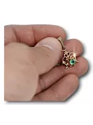 čtrnásťkaraté ružové zlato Emerald Pendant Vintage style vpc004r-em Art Deco