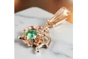 Висулка Emerald 14K розово червено злато Винтидж крафт vpc004r-em Art Deco СССР съветски руски стил