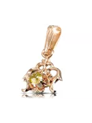 Vintage craft Pendant Yellow Peridot čtrnásťkaraté ružové zlato vpc004r-yp Art Deco