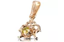 14K rose red gold Yellow Peridot pendant vpc004r-yp Vintage craft Art Deco USSR era jewelry, Russian style