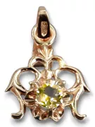 Vintage craft Pendant Yellow Peridot čtrnásťkaraté ružové zlato vpc004r-yp Art Deco