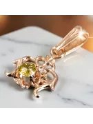 Vintage craft Pendant Yellow Peridot čtrnásťkaraté ružové zlato vpc004r-yp Art Deco